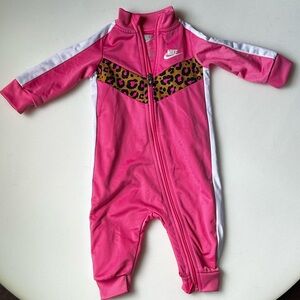 Nike One Piece Baby Track Suit 6M Pink and Animal Print